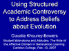 Title slide from Claudia Khourey-Bowers' presentation: Using Structured Academic Controversy to Address Beliefs about Evolution