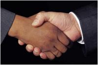 Illustration of a handshake by Karen Grant