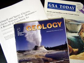 Photo of a few geoscience journal covers