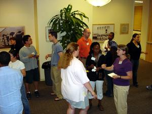Informal conversations during a break