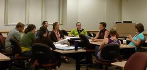 Small group discussion moving research forward at Career Prep 2011 workshop