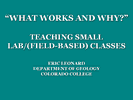 Title slide from the talk "What Works and Why?"