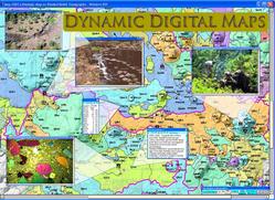 An example of a dynamic digital map, including overlays of photographs and data