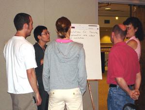 2006 early Career workshop participants engaged in a gallery walk