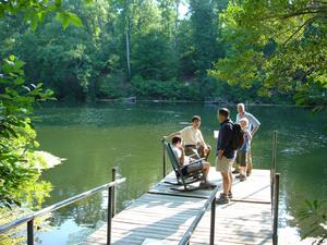 On the dock at Lake Matoaka