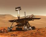 A realistic artistic rendering of a Mars rover on Mars.