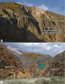 Eroded rockslide debris