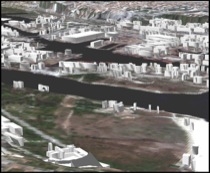 Fragment of 3D GIS flood model of Varna Bay