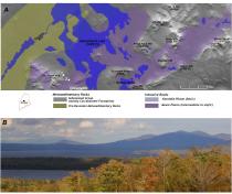 Hornfels mountains created by contact metamorphism of the Carrabassett Formation in the Moosehead Lake region of central Maine
