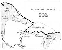 Figure 6.  The Laurentide ice sheet and glacial Lake Agassiz