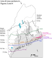 Modeled and observed margin positions