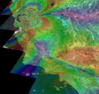 SAR graphic of deformation associated with model quake on San Andreas