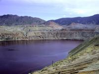 View of the Berkeley pit an abandoned open pit mine.