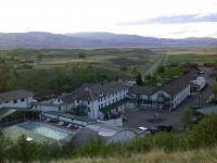 View from a hilltop looking down on Chico Hot Springs