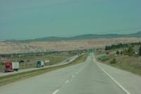 Upon entering Butte the open pit mines waste rock and tailings dominate the view