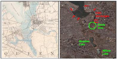 change in land use surrounding an urban estuary in Flushing NY