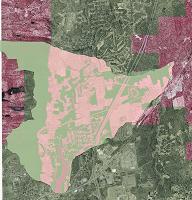 land use satellite photo with watershed outline