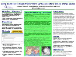 Using blackboard to create online warm up exercises for a climate change course