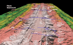 3-D perspective bathymetric map of the southern Cleft Segment of the Juan de Fuca Ridge
