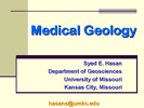 Title slide from Syed Hasan's talk: Medical Geology