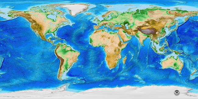 NOAA Global Topographic Map Med Res