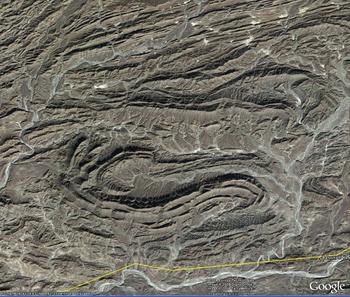 the Makran, nr. Baluchani Kash, Pakistan, faulted folds