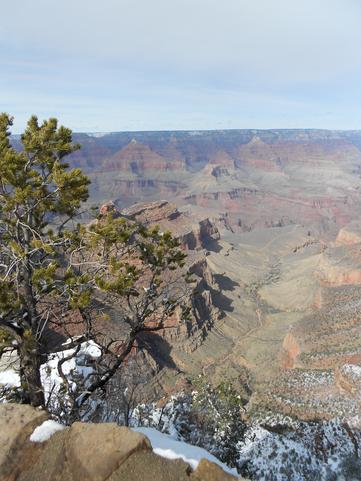 View of the Bright Angel trail from the south rim of the Grand Canyon