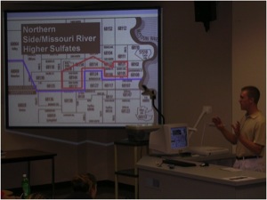 Intro Geology student making presentation to Chemistry class