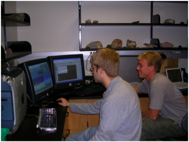 Students using the FCAEM microprobe in class