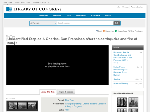 A thumbnail from a film of refugees in post-earthquake San Francisco
