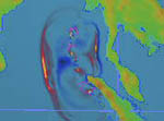NOAH animation of 122604 tsunami.  Hemispheric view.