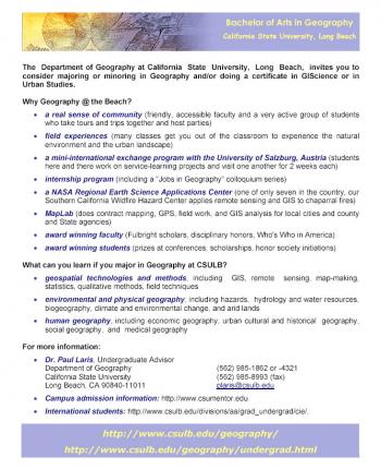 CSULB Geography Dept recruitment poster