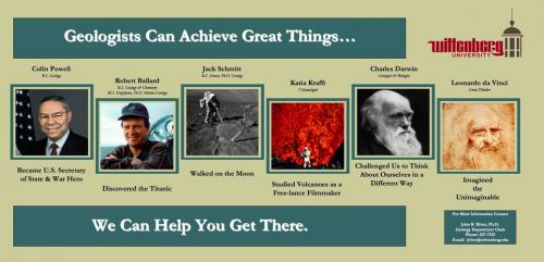 Wittenberg University recruitment poster, famous geologists
