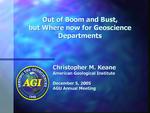 Screen cap from front page of Keane presentation from departments session at AGU 05
