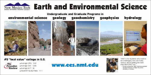 Recruitment poster for New mexicao Tech Earth and Environmental Science