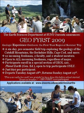 SUNY Oneonta GEO-FYRST Flyer