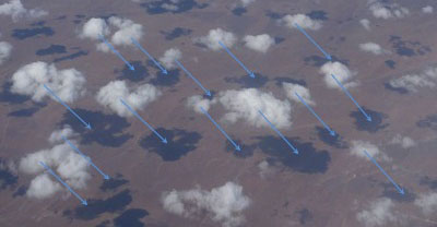 Clouds casting shadows