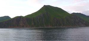 Photo showing mass wasting at Dutch Harbor AK