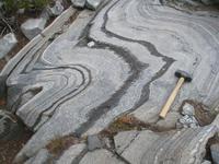 Tight to isoclinal folds in the Mirror Lake Shear Zone, Spanish Peaks, Montana