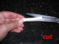 cut strips halfway down