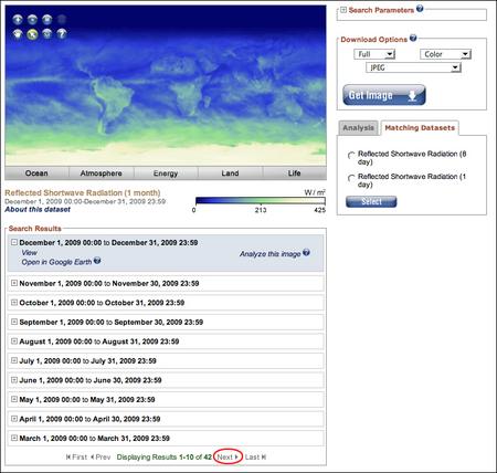 NEO reflected radiation dataset