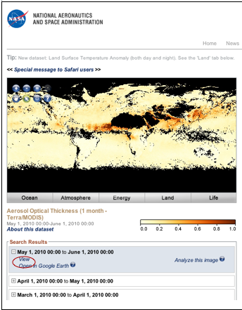 The View button which selects the correct map display -width 344 pix