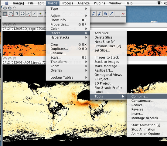 ImageJ Combine menu item