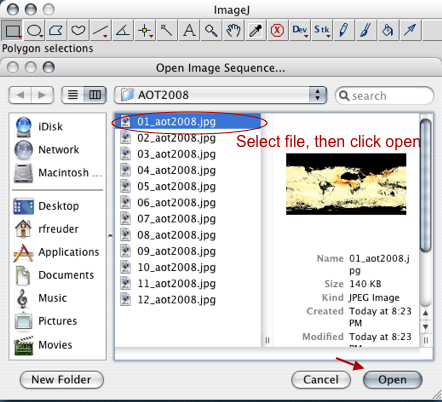 Load the AOT 2008 images as a sequence