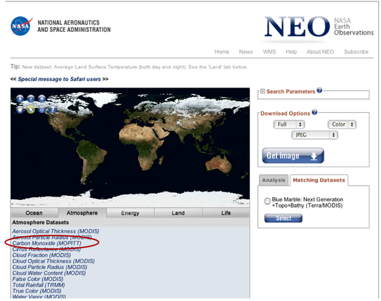 finding Carbon Monoxide (MOPITT) on the NEO interface