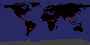 MODIS image showing fire locations