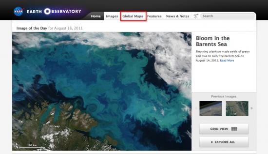 global maps tab on home page