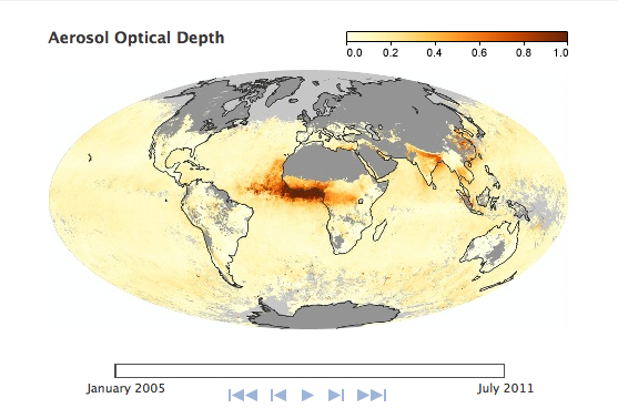 Aerosol Optical Depth Source NASA Earth Observatory