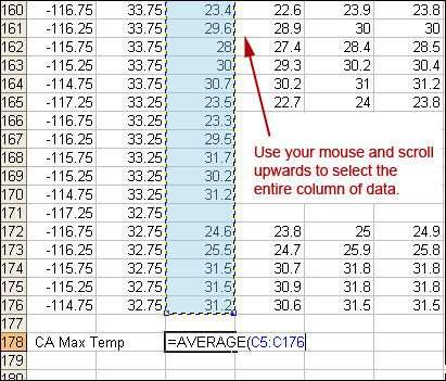 averaging the data step three