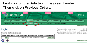 order page navigation from the main page